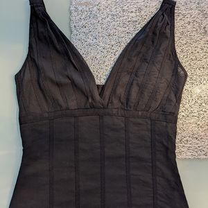 Elie Tahari black cotton sleeveless camisole with grosgrain decor size S